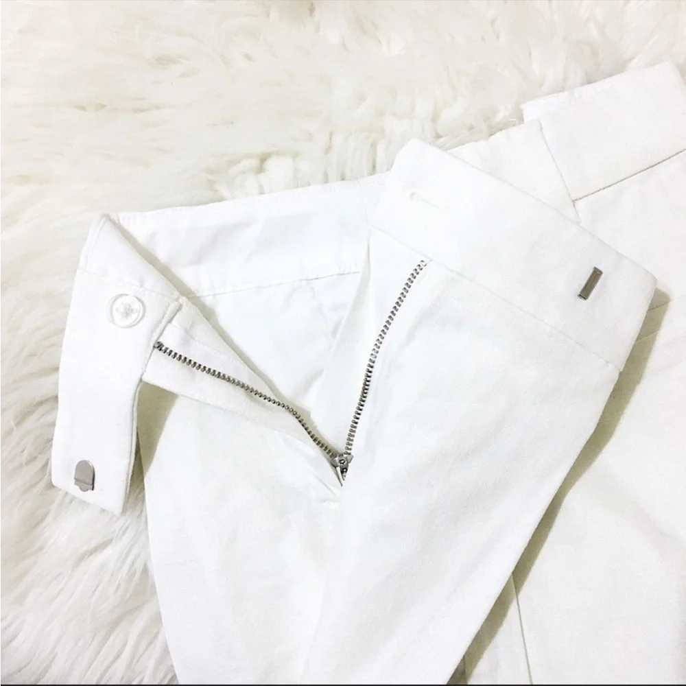 J. Crew White Linen shorts with Scalloped Hem